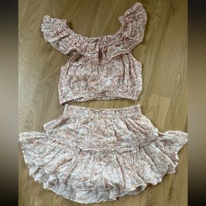 Loveshackfancy Floral Ruffle Top & Skirt Set Size Small